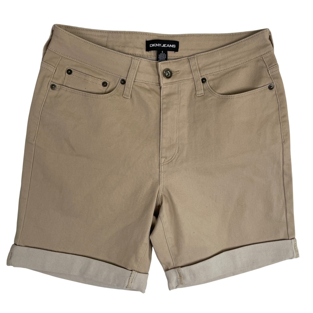 DKNY Jeans Womens Size 4 Khaki‎ Cuffed Shorts Casual Denim 29W